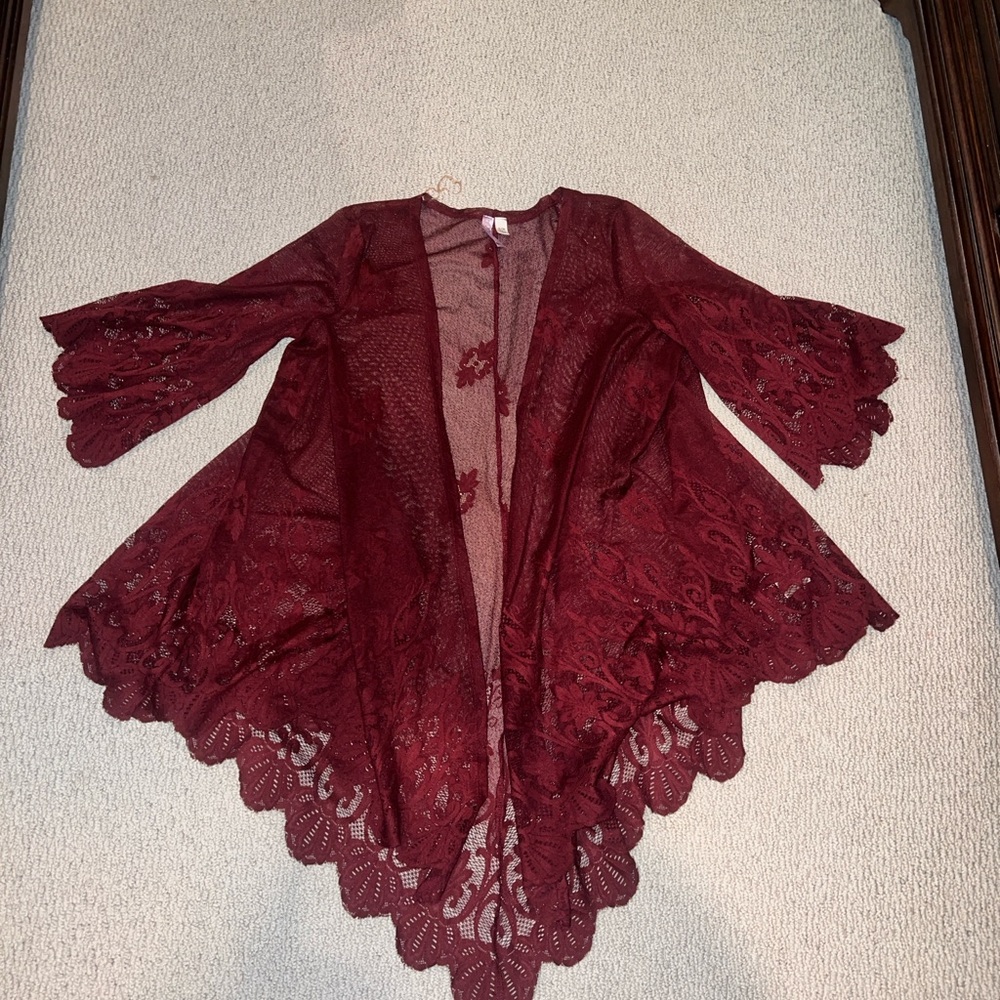 Elegant Burgundy Lace Women Sweater